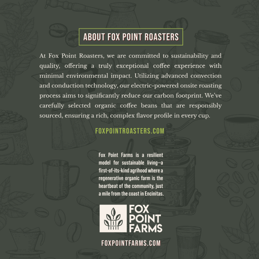 Fox Point Roasters organic whole bean coffee packaging